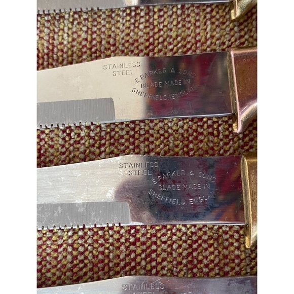 E Parker & Sons Sheffield 4 Knives &  6 Forks - Black and Gold Color - Picture 5 of 5